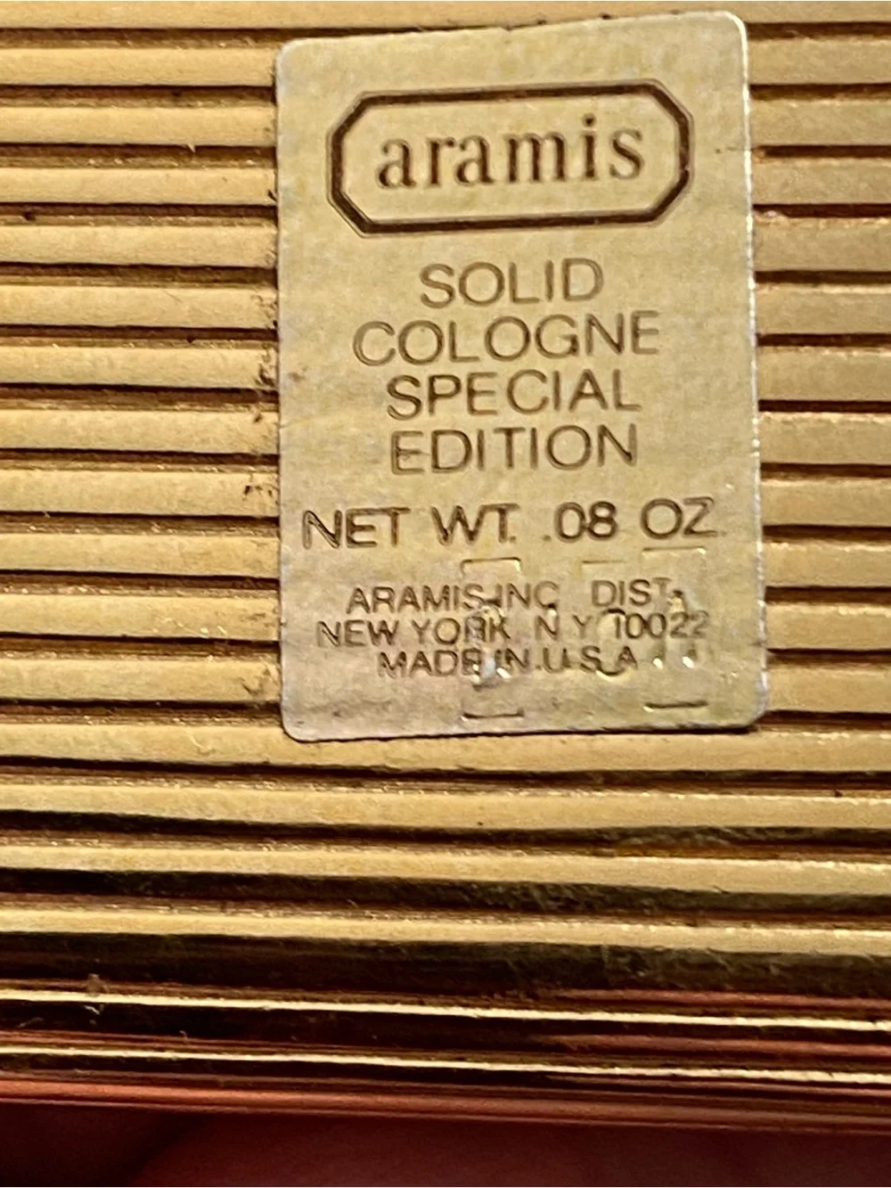 Aramis Gold Striped Solid Cologne Compact, 24K GOLD electroplated striated